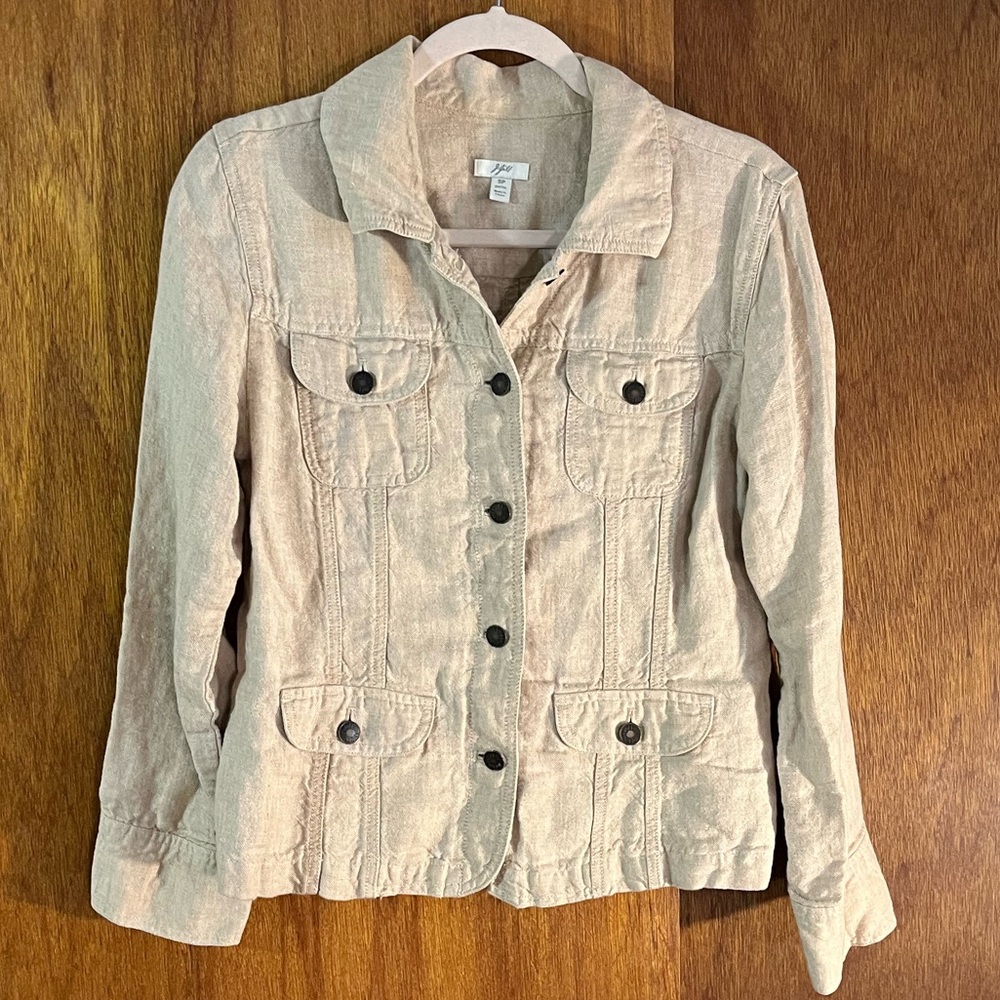 J. JILL Linen Beige Jacket Sz SP